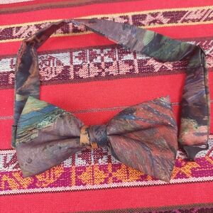 Multicolor Silk Clip-on Bow Tie Abstract Vintage Adjustable